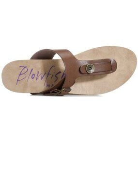 Blowfish Malibu Brown Faux Leather T-Strap Thong Sandal Size 8.5